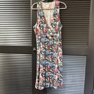 Vintage Cottagecore Pinafore Dress, Dark Floral Print, RJ Stevens Petites Size12